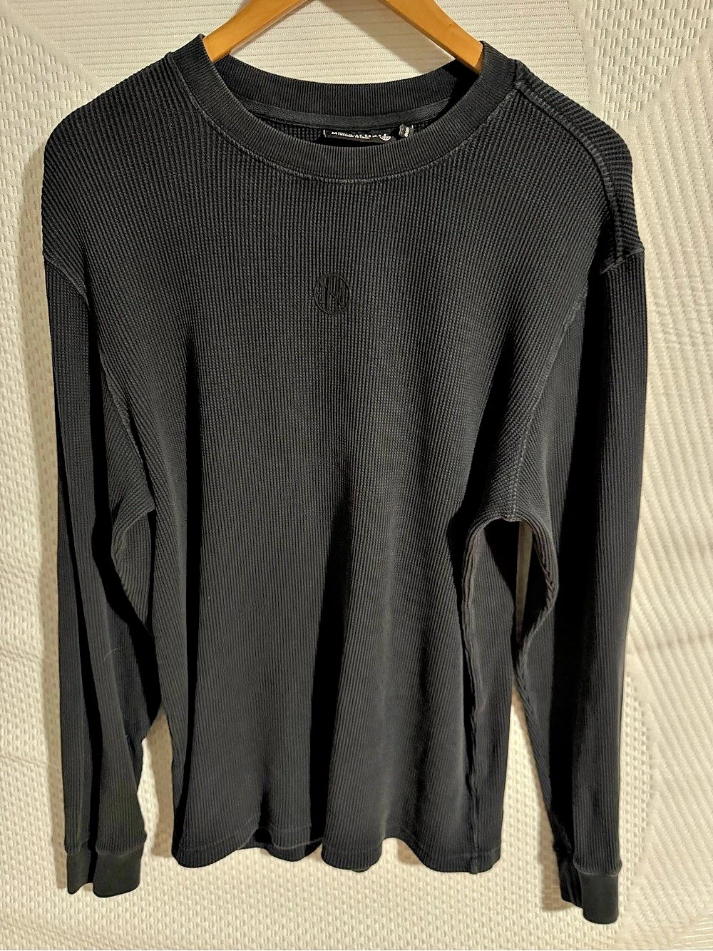 Ninth Hall Fundamentals Black Wash Thermal Boxy Long Sleeve T-Shirt Medium